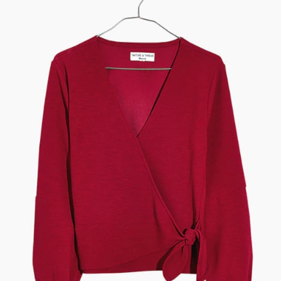 Madewell Texture & Thread Crepe Wrap Top - Picture 3 of 5